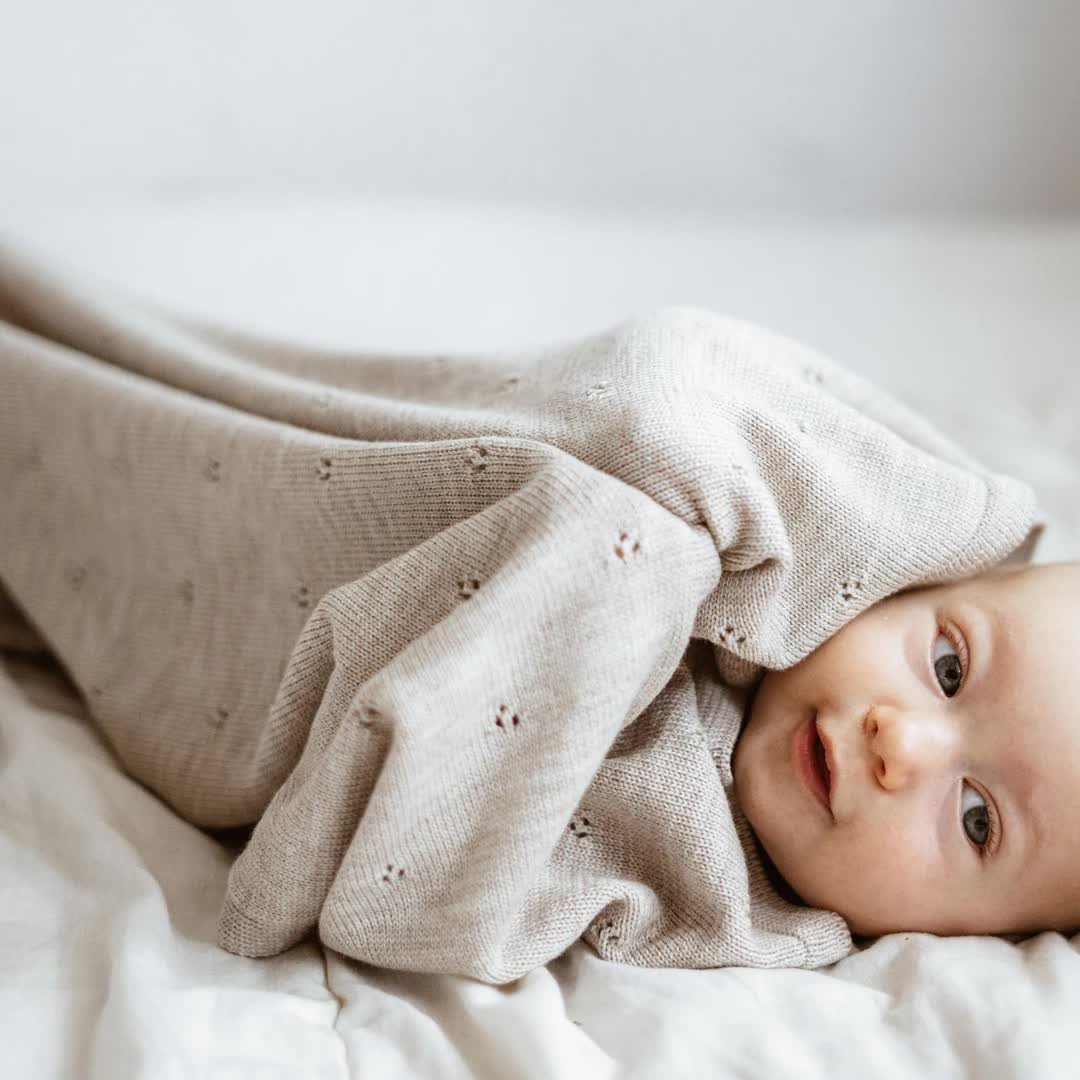 Kocyk z Wełny Merino 75x100 Beżowy