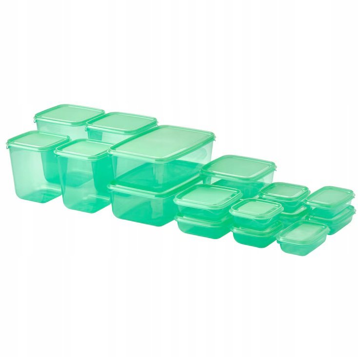 IKEA PRUTA pojemniki kuchenne na żywność 17 sztuk ZIELONE zestaw