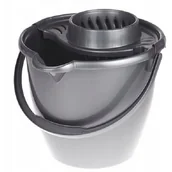 Miotły, szufle, mopy - York Wiadro z wyciskaczem Okągłe 12 L Szary - miniaturka - grafika 1
