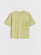 Koszulki dla chłopców - Reserved - T-shirt oversize z nadrukiem - żółty - miniaturka - grafika 1