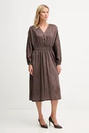 Sukienki - Joop! sukienka kolor brązowy midi rozkloszowana 30048634 - miniaturka - grafika 1