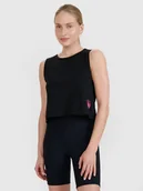 Koszulki i topy damskie - 4F Top regular z nadrukiem damski - czarny S - miniaturka - grafika 1