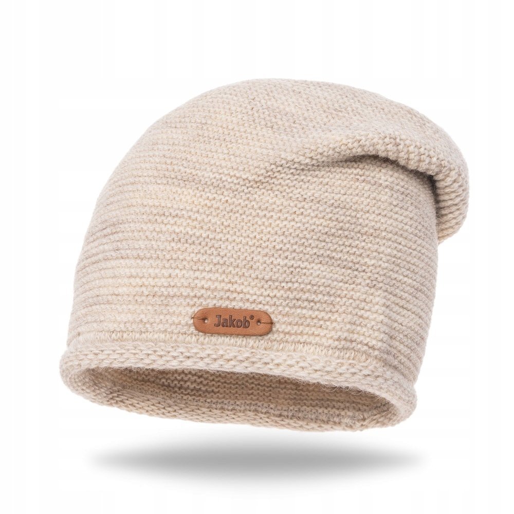 Beżowa Kobieca Czapka Modny Fason Polska Jakość J4