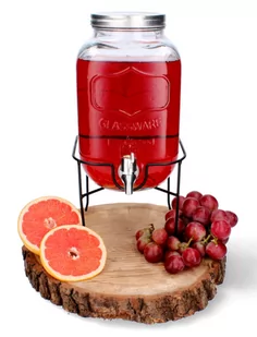 SŁOIK SZKLANY KRANIKIEM STOJAK WODĘ LEMONIADĘ 4 L CZARNY - Pojemniki kuchenne - miniaturka - grafika 1