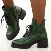 Botki damskie - Zielone skórzane botki damskie Vinceza 39950 - miniaturka - grafika 1