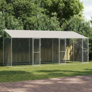 Klatka dla psa Srebrny 600 x 200 x 256 cm Stal Galwanizowana - Sprzęt podróżny i transportery dla psów - miniaturka - grafika 1