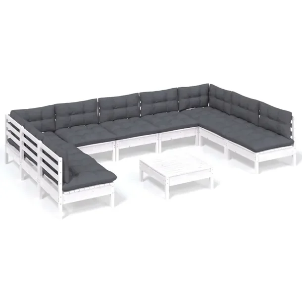 Ogród Relax Zestaw Wypoczynkowy Biały z Poduszkami Antracytowymi 63,5 cm