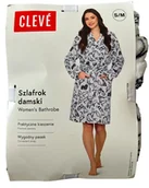 Bielizna nocna - Szlafrok z wiązaniem Cleve biały S/M pieski - miniaturka - grafika 1