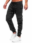 Spodnie męskie - Czarne spodnie jeansowe joggery bojówki męskie Denley MP0105N - miniaturka - grafika 1