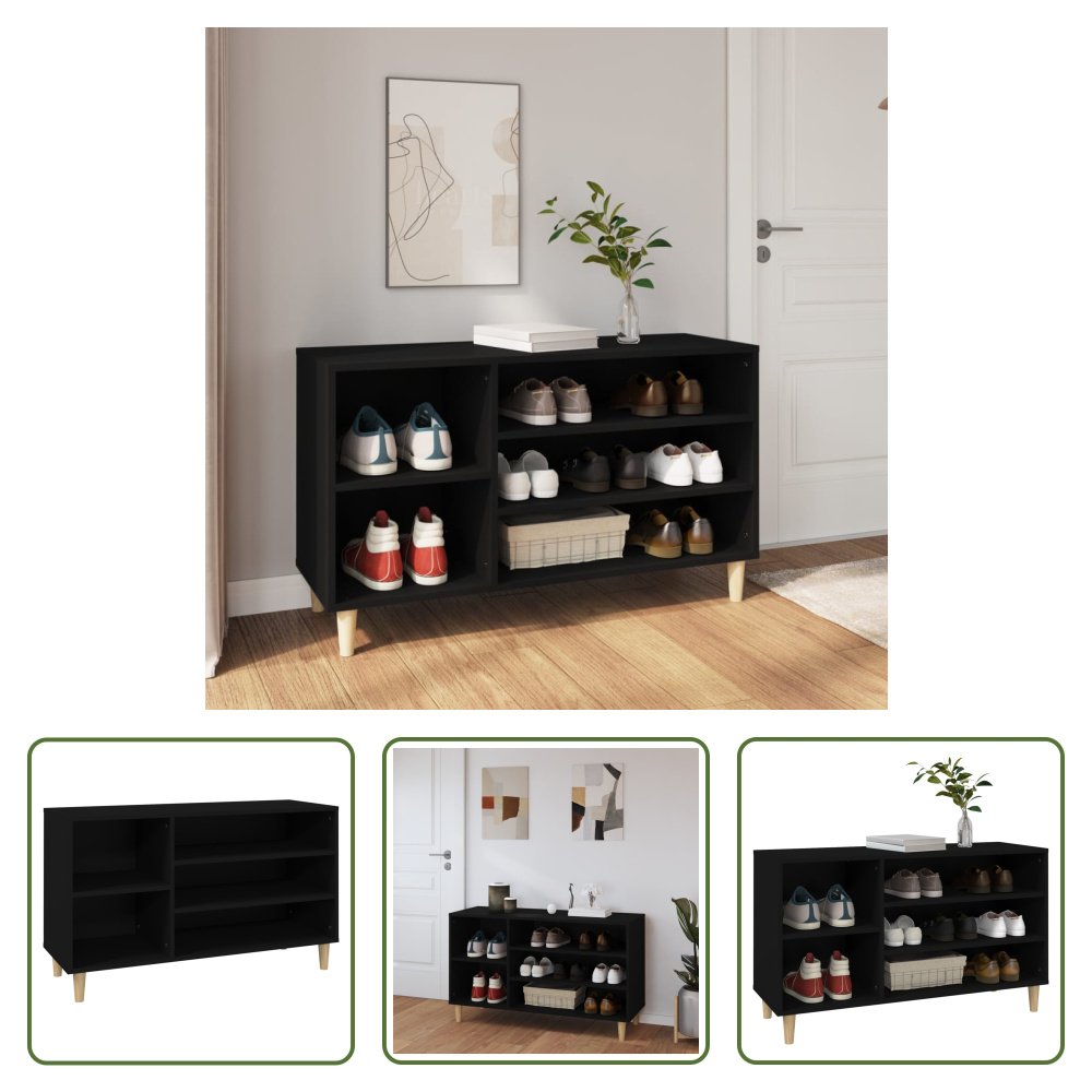 Stojak na buty The Living Store czarny 102x36x60 cm materiał drewnopochodny