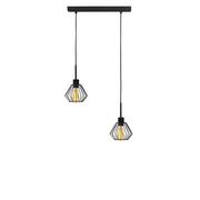 Lampy sufitowe - 2-punktowa lampa wisząca regulowana ZAFRA LOFT z metalowymi kloszami czarny, czarny null - miniaturka - grafika 1