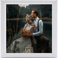 Ramki na zdjęcia - Ramka na zdjęcie, kwadratowa 25x25 biała, Aura - miniaturka - grafika 1