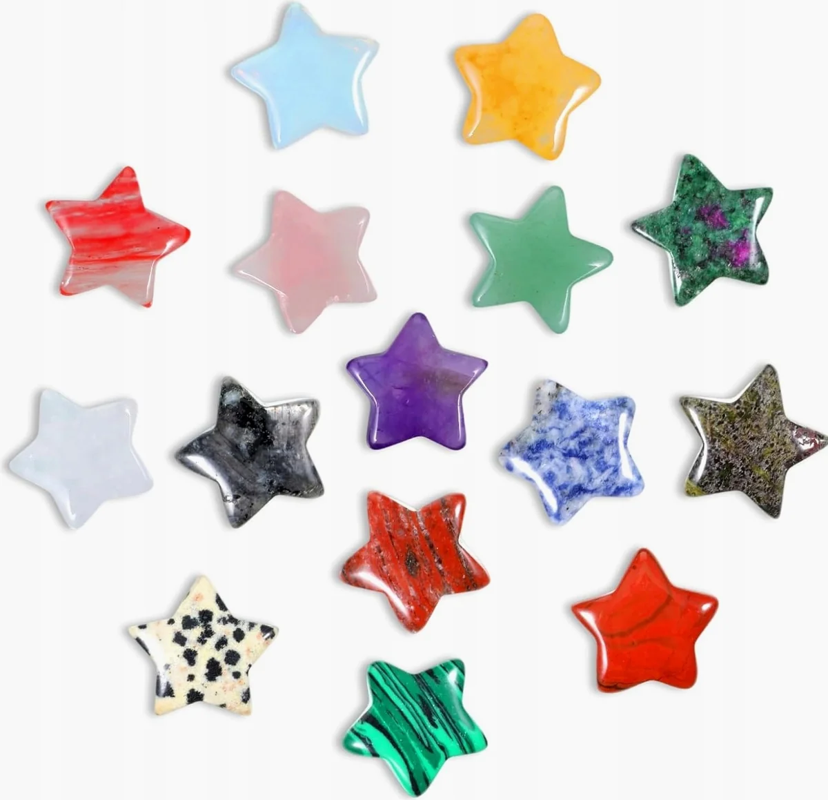KAMIENIE GWIAZDY 15 SZTUK 2X2CM KRYSZTAŁY NATURALNE ZESTAW MEDYTACJA