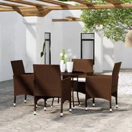 Meble ogrodowe - 5-częściowy zestaw mebli bistro, rattan PE i szkło hartowane, brązowy - miniaturka - grafika 1