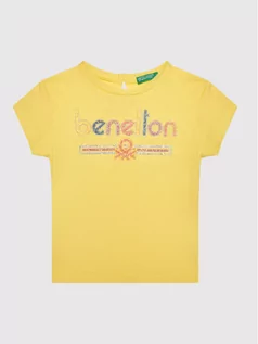 Koszulki dla chłopców - Benetton United Colors Of T-Shirt 3I1XC1527 Żółty Regular Fit - grafika 1
