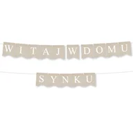 Dekoracje sali - BANER napis Witaj w Domu Synku - Kraft Girlanda - miniaturka - grafika 1