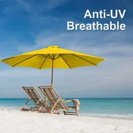 Parasole ogrodowe - Pokrowiec wymienny na parasol ogrodowy 2,7 m z 8 żebrami, z ochroną UV, z żółtego płótna parasolowego - miniaturka - grafika 1