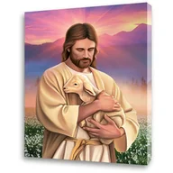 Ikony i obrazy sakralne - Obraz religijny na płótnie Jezus Dobry Pasterz - miniaturka - grafika 1