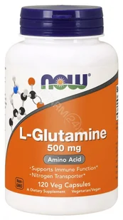 Now Foods L-Glutamine 500 mg suplement diety 120 kaps. - Aminokwasy - miniaturka - grafika 2