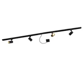 Lampy sufitowe - QAZQA System szynowy 1-fazowy czarny z 4 reflektorami i kwadratem zasilającym - Jeana - miniaturka - grafika 1