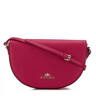 Damska saddle bag z groszkowanej skóry prosta różowa - Torebki damskie - miniaturka - grafika 1