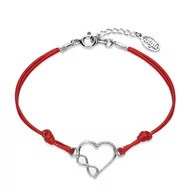 Bransoletki - Bransoletka serce nieskończoność srebro rodowane - miniaturka - grafika 1