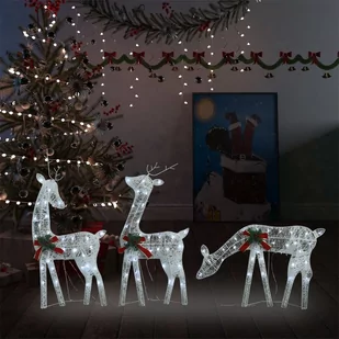 vidaXL Lumarko Ozdoba świąteczna: rodzinka reniferów, 270x7x90 cm, srebrna 328506 - Oświetlenie świąteczne - miniaturka - grafika 1