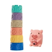 Zabawki sensoryczne - Wieża sensoryczna ze świnką - miękkie klocki - 1007 - miniaturka - grafika 1