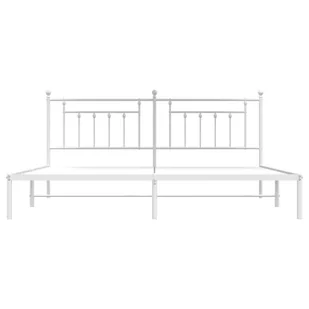 Metalowa rama łóżka z wezgłowiem, biała, 193x203 cm Lumarko! - Inne meble do sypialni - miniaturka - grafika 7