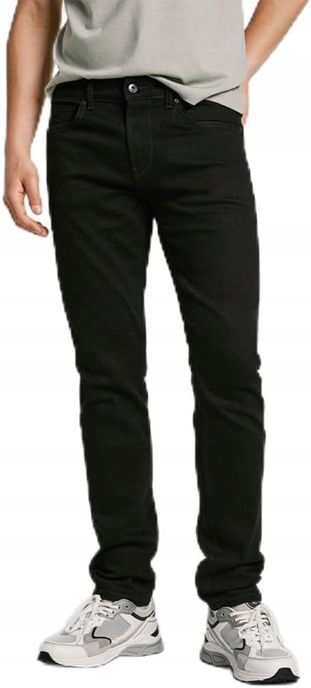 PEPE JEANS CZARNE JEANSY MĘSKIE RURKI Z GUZIKIEM BAWEŁNA 31/30 16BA