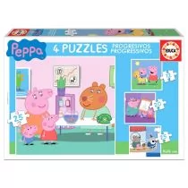 Educa Peppa Pig Progressive Puzzle 12, 20 i 25 sztuk Borrás 16817), różne kolory/model (wersja hiszpańska) 16817 - Puzzle - miniaturka - grafika 1