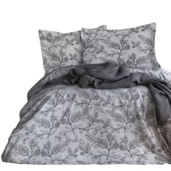 Pościel - Komplet pościeli 220x200 100% BAWEŁNA satynowa szare listki Grey Luxury - miniaturka - grafika 1