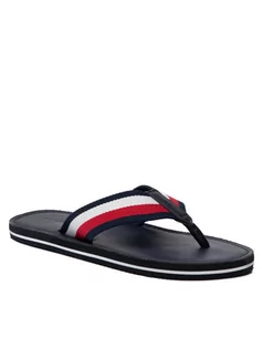 Klapki i japonki damskie - Tommy Hilfiger Japonki Elevated Leather Beach Sandal FM0FM03980 Granatowy - grafika 1