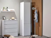 Szafy - Wąska Szafa Jednodrzwiowa Z Półkami Zamkniętymi Libro 02 Biała - miniaturka - grafika 1