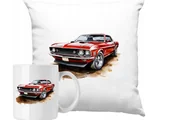 Gadżety dla niej i dla niego - ZESTAW PODUSZKA + KUBEK Samochód Sportowy Pomysł na Prezent +IMIĘ #2 - miniaturka - grafika 1