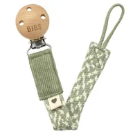 Śliniaki i fartuszki - BIBS PACIFIER BRAID zawieszka do smoczków 100% GOTS organic cotton, Sage/Ivory - miniaturka - grafika 1
