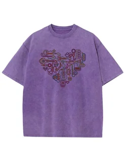 Damska koszulka oversize Muzyka Serce Walentynki Fioletowa 3XL - Koszulki i topy damskie Damska koszulka oversize Muzyka Serce Walentynki Fioletowa 3XL - Koszulki i topy damskie - miniaturka - grafika 1