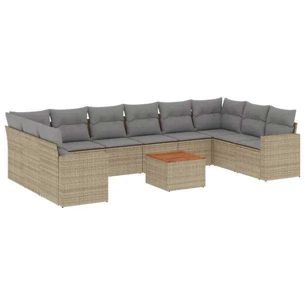 Zestaw mebli ogrodowych modułowych beżowy rattan PE, wymiary 62 x 62 x 69