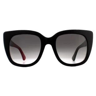 Gucci Okulary przeciwsłoneczne GG0163SN 003 Czarny z czerwonym i zielonym brązowym gradientem czarny/czerwony/zielony 51 mm - Okulary przeciwsłoneczne - miniaturka - grafika 1