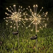 Lampy ogrodowe - 2x Lampa solarna LED dmuchawiec fajerwerki drzewko wbijana ogrodowa ciepły - miniaturka - grafika 1