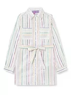 Sukienki - myMo KIDS Dziewczęca (Kids) sukienka koszulowa z długim rękawem 23427413, biała, wielokolorowe paski, 134, Białe, wielokolorowe paski, 134 cm - miniaturka - grafika 1