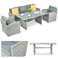 Meble ogrodowe - Zestaw Mebli Ogrodowych Wypoczynkowych Technorattan BORNEO Fotel Stół Szary - miniaturka - grafika 1