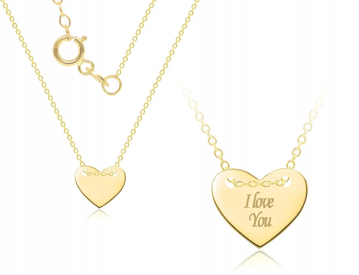 CELEBRYTKA ZŁOTY NASZYJNIK SERCE GRAWER 333 50 cm