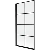 Parawany nawannowe - Mexen Mist parawan nawannowy 1-skrzydłowy lewy 90 x 150 cm, czarna kratka, czarny - 8A9-090-001-70-77-L - miniaturka - grafika 1