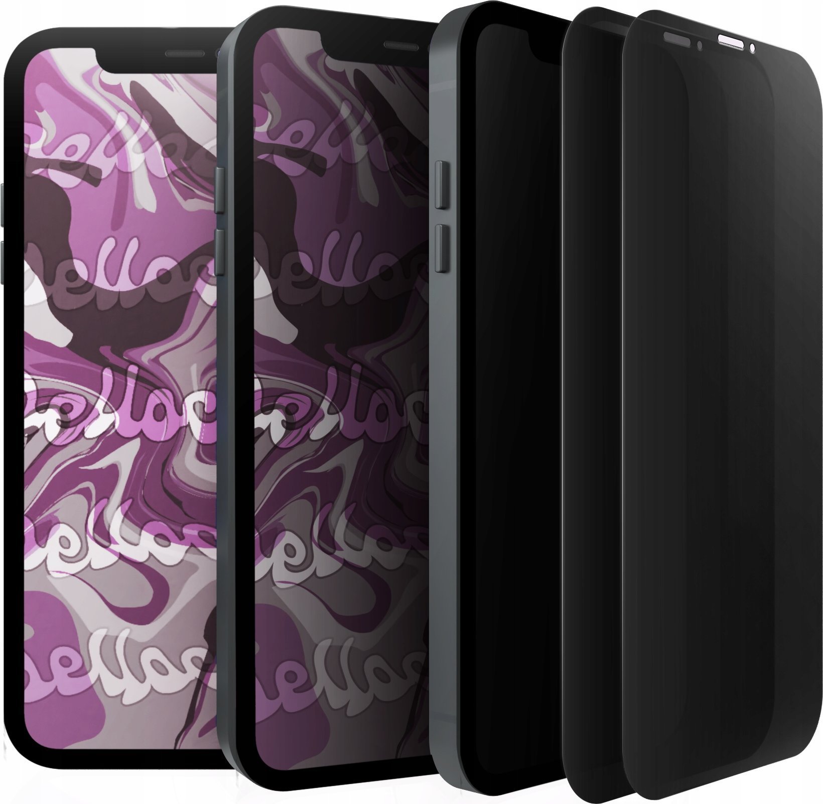 Hello Case [2-pak] Szkło Hartowane Do iPhone 12 Prywatyzujące, Ochronne, 9H, 5D