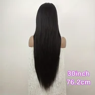 Pozostałe akcesoria fryzjerskie - TEMU Peruka Funky Girl Elegant Straight 13x4 z Przezroczystą Koronką Frontalną - Gęstość 150%, Gotowa do Założenia, Naturalny Czarny i Miękkość, - miniaturka - grafika 1