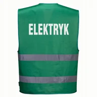 Odzież robocza - Kamizelka odblaskowa F474 PORTWEST L/XL -zielona nadruk ELEKTRYK - miniaturka - grafika 1