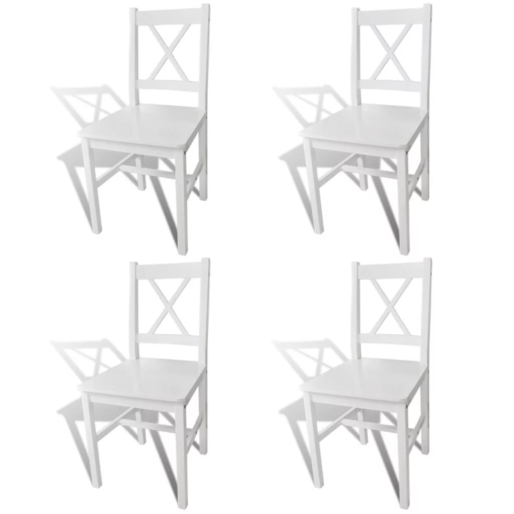 vidaXL 4 krzesła do jadalni z drewna, kolor biały
