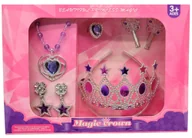 Zabawy w naśladowanie dorosłych - ZESTAW KSIĘŻNICZKI KORONA BIŻUTERIA królewna KRYSZTAŁY SPINKI - miniaturka - grafika 1