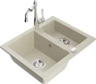 Zlewozmywaki z baterią - Mexen Carlos zlewozmywak granitowy 1,5-komorowy z baterią kuchenną Carla, beżowy - 6518-69-670700-00 - miniaturka - grafika 1